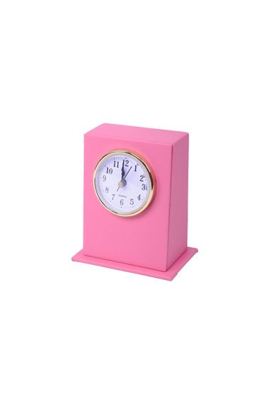 Deri Masa Üstü Saati Pembe