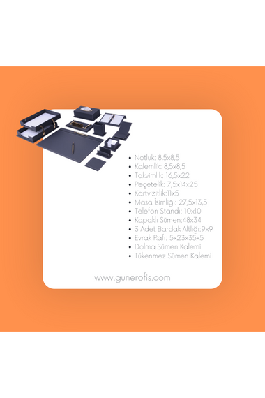 طقم مكتب فيجا رمادي 14 قطعة مع أرفف مزدوجة للمستندات - هدية بطاقة الاسم - صورة 3