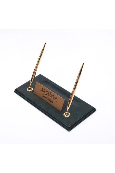 Leather Tabletop Nameplate Green