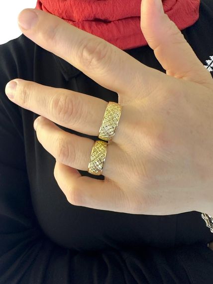 خاتم زواج من الذهب عيار 14 قيراط للجنسين مقاس 8 ملم من ميرور لينك - صورة 4