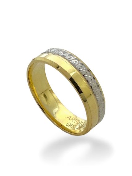 خاتم زفاف من الذهب عيار 14 قيراطًا مملوءًا بأعواد الثقاب مقاس 5 مم - صورة 2
