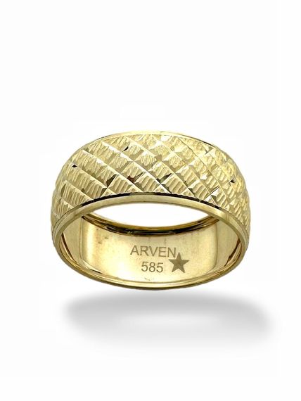 Зеркальное обручальное кольцо Bakla унисекс диаметром 8 мм из 14-каратного золота - фото 1