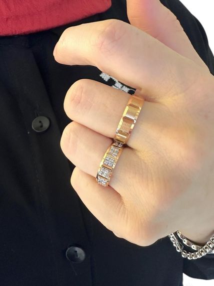 خاتم زفاف من الذهب عيار 14 قيراط مصنوع يدوياً من الألماس مع حجر مرصع - صورة 4