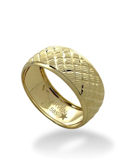 Зеркальное обручальное кольцо Bakla унисекс диаметром 8 мм из 14-каратного золота - фото 2
