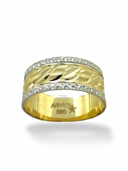 Обручальное кольцо из 14-каратного золота без камня диаметром 7 мм с лазерной гравировкой - фото 1