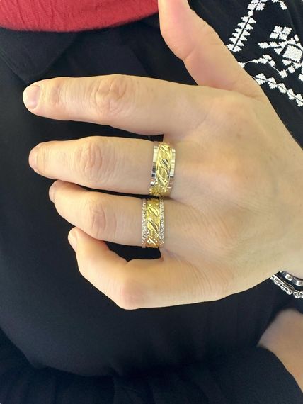 خاتم زواج من الذهب عيار 14 قيراط محفور بالليزر 7 ملم بدون حجر - صورة 4