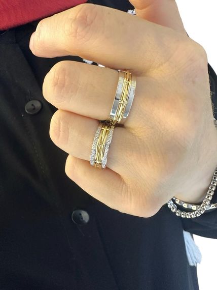 Плетеная корзина без камня, вязанная вручную, специальный дизайн, обручальное кольцо из 14-каратного золота - фото 4