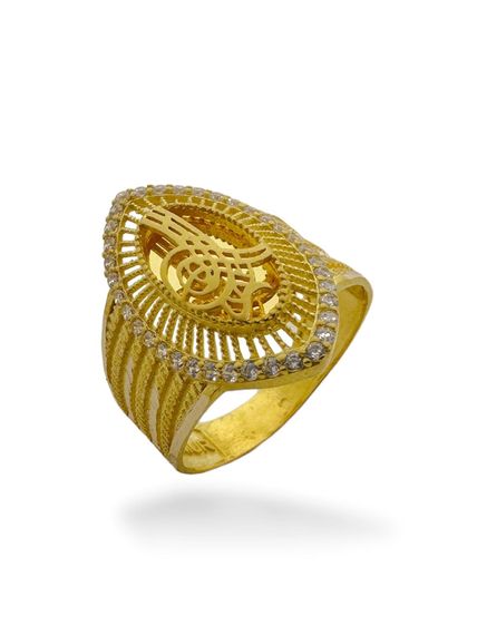 Кольцо Tugra челночной огранки, золото 14 карат - фото 2