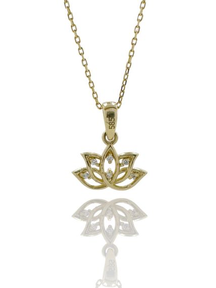 Tiny Lotus Flower 14 Carat Gold Necklace - photo 1