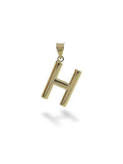 Letter H, Stoneless, Ideal Size 14 Carat Gold Pendant