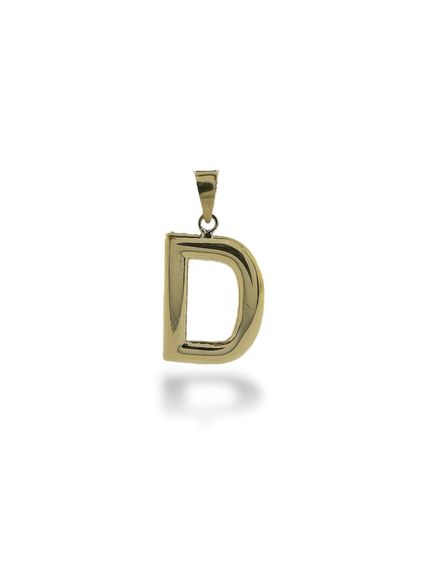 Letter D, Stoneless, Ideal Size 14 Carat Gold Pendant
