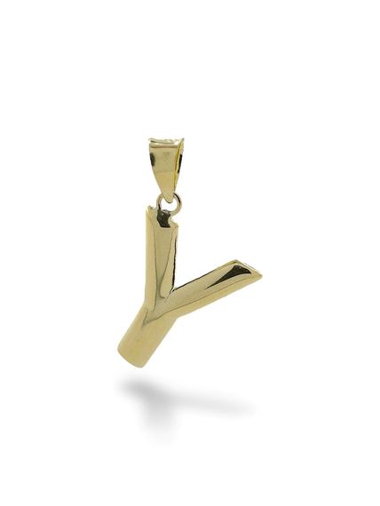 Letter Y, Stoneless, Ideal Size 14 Carat Gold Pendant Pendant