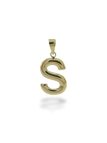 حرف S بدون حجر، قلادة من الذهب عيار 14 قيراط بحجم مثالي