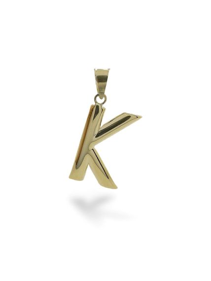 Letter K, Stoneless, Ideal Size 14 Carat Gold Pendant