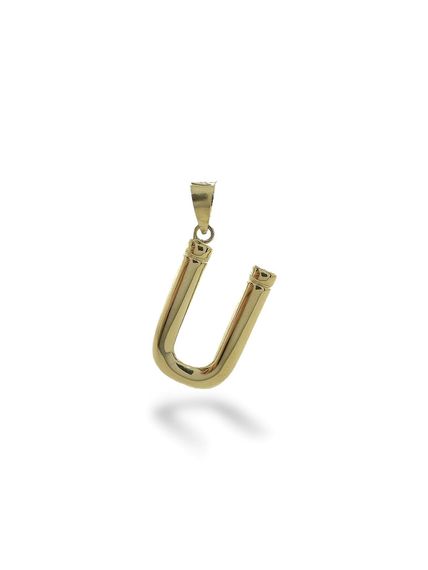 Letter Ü without Stone, Ideal Size 14 Carat Gold Pendant Pendant