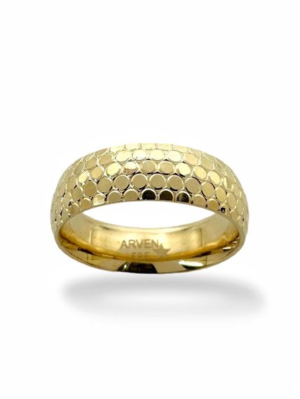 خاتم زواج من الذهب عيار 14 قيراط منحني داخليًا وخارجيًا على شكل قرص العسل - صورة 1