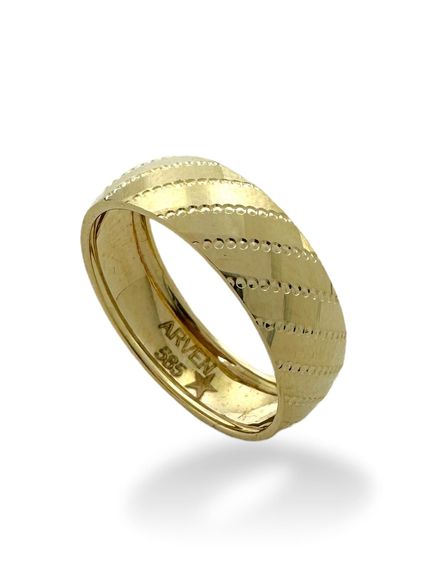 نموذج إيطالي معكوس بدون حجر 6 مم خاتم زفاف من الذهب عيار 14 قيراط - صورة 1