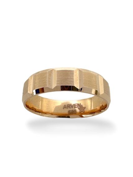 خاتم زواج من الذهب الوردي عيار 14 قيراط مصنوع يدويًا بدون أحجار بسيطة - صورة 1