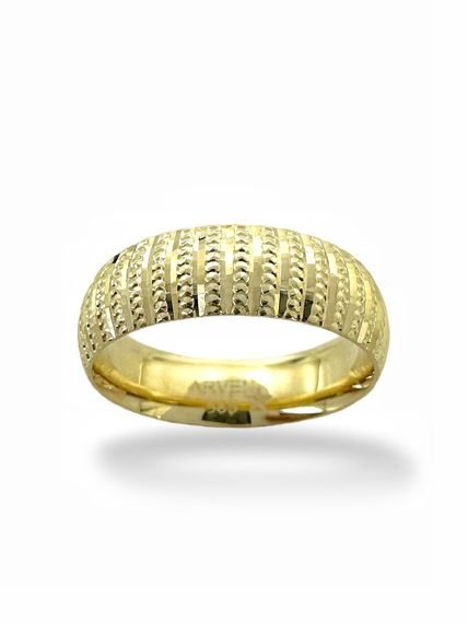 Обручальное кольцо из блестящего золота 14 карат с ямочками - фото 1