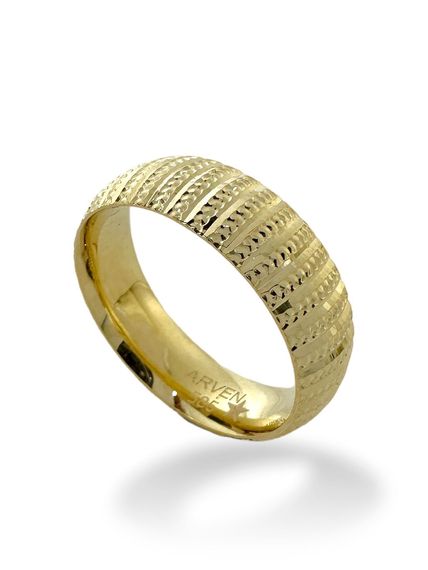 Обручальное кольцо из блестящего золота 14 карат с ямочками - фото 3