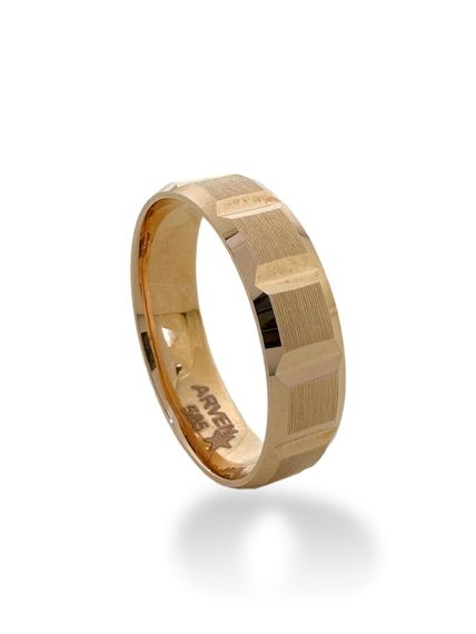 خاتم زواج من الذهب الوردي عيار 14 قيراط مصنوع يدويًا بدون أحجار بسيطة - صورة 3
