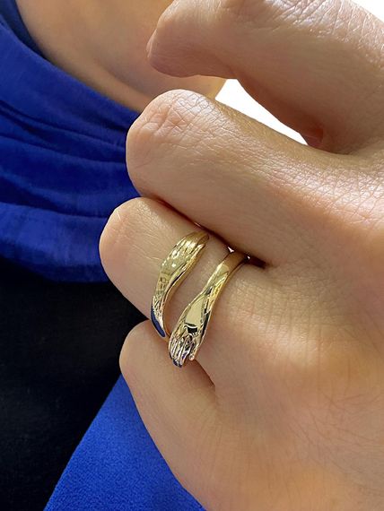 Обнимающие руки Кольцо из 14-каратного золота с изогнутыми руками Отличный дизайн - фото 3