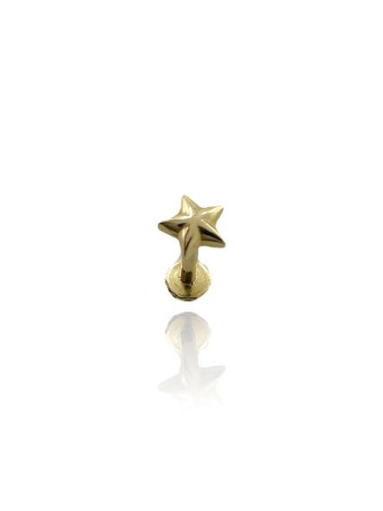 Маленькі сережки-козелки зі зірками без каменю, золото 14 карат