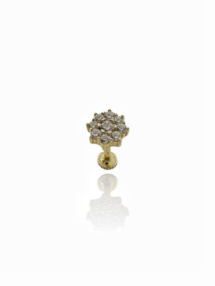 Серьга Tragus с бриллиантом в оправе из 14-каратного золота с цирконом