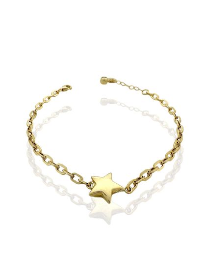 Модель скрепки с цепочкой и звездой, повседневный браслет из 14-каратного золота - фото 1