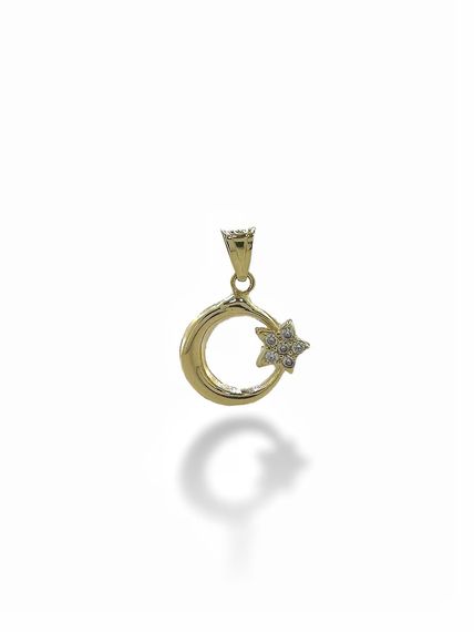 Tiny Star and Crescent Gold Pendant Pendant