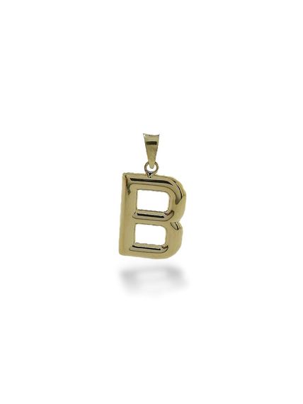 Letter B, Stoneless, Ideal Size 14 Carat Gold Pendant