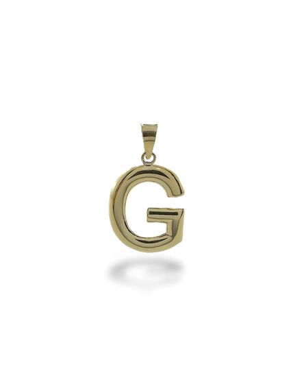 حرف G، بدون حجر، قلادة من الذهب بحجم مثالي 14 قيراط