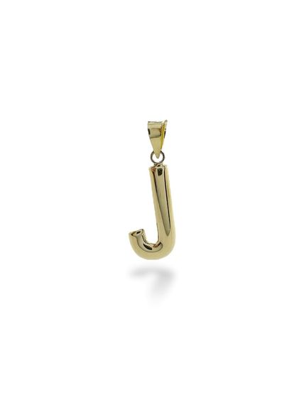 Letter J, Stoneless, Ideal Size 14 Carat Gold Pendant