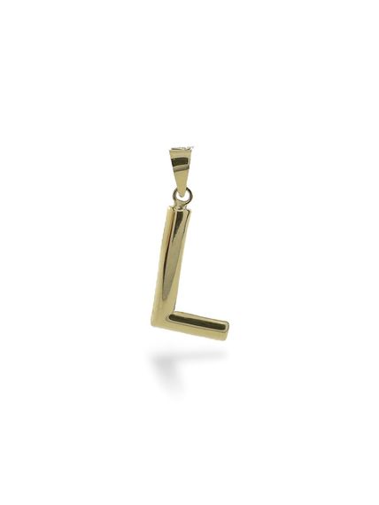 حرف L، بدون حجر، قلادة من الذهب بحجم مثالي 14 قيراط