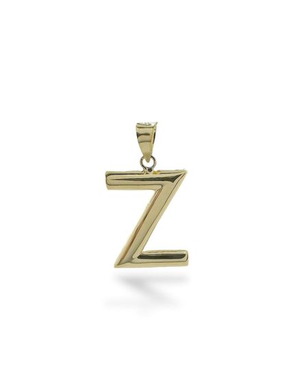 Letter Z Stoneless Ideal Size 14 Carat Gold Pendant Pendant