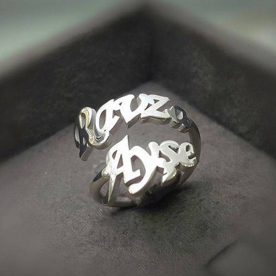 Personalized 2 Names Sterling Silver Ring