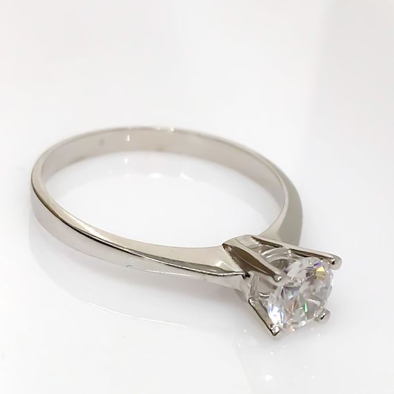 White Gold Model 5 mm Solitaire Silver Zircon Ring - photo 3