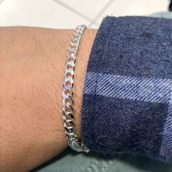 Gurmet 5 mm Classic Silver Chain Men's Bracelet