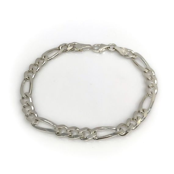 6 mm Figaro Thick Silver Men's Bracelet