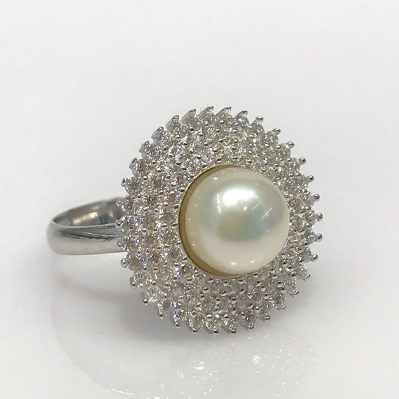 New Simple Stylish Pearl Stone Sterling Silver Ring - photo 1