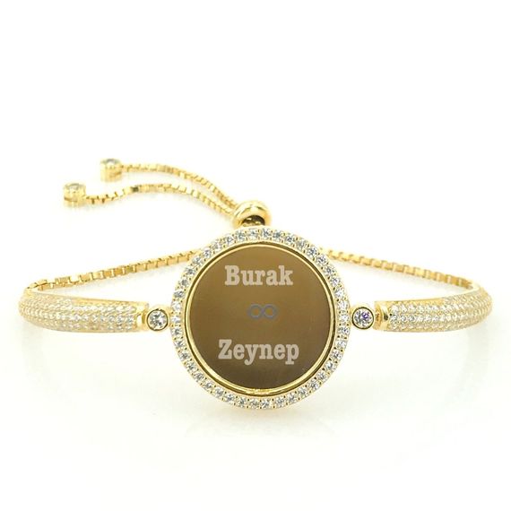 Gold Quality Production Name Stone Plate Sterling Silver Bracelet