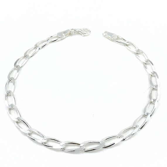 4 mm Hollow Ring Fitting Flamboyant Sterling Silver Men's Bracelet