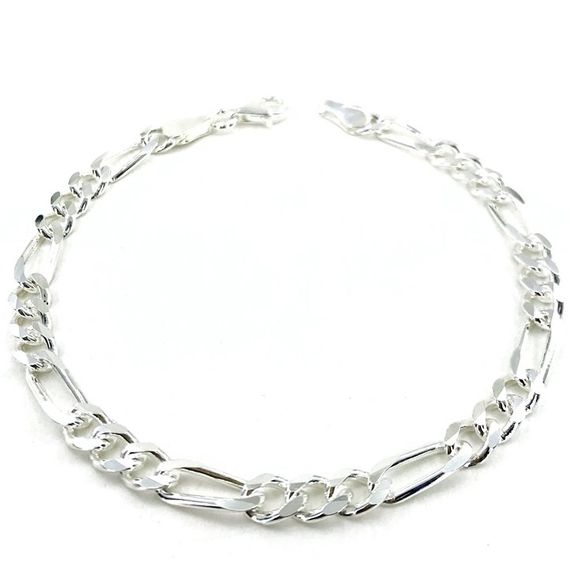 Thick Figaro 5 mm Classic Silver Men's Bracelet