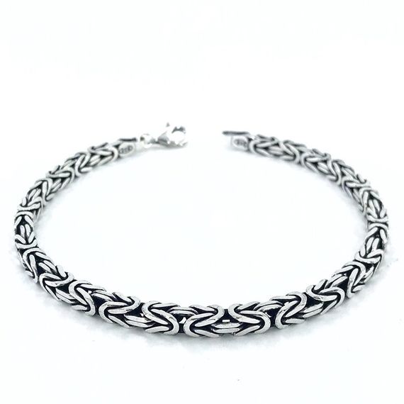 4mm Angular Silver King Chain Bracelet - photo 1