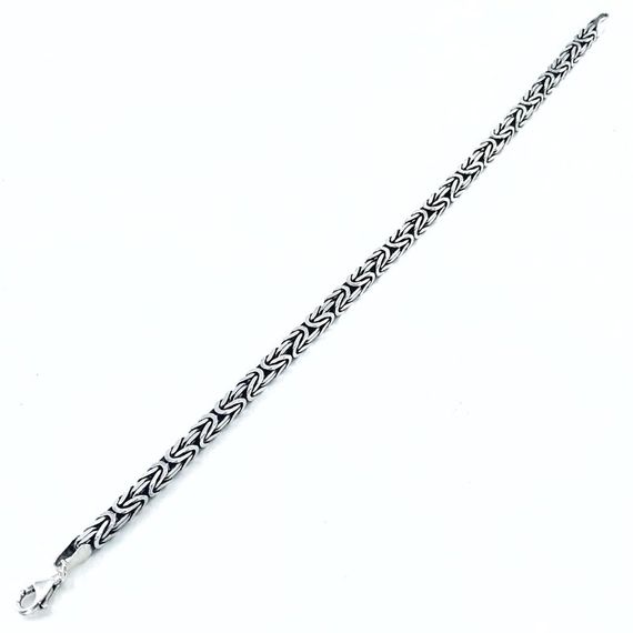 4mm Angular Silver King Chain Bracelet - photo 2