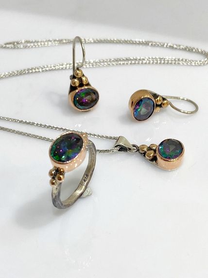 Handmade Mystical Topaz Stone Authentic Silver Set Set - photo 3