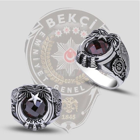 Double Headed Eagle Guard 925 Sterling Silver Men's Ring