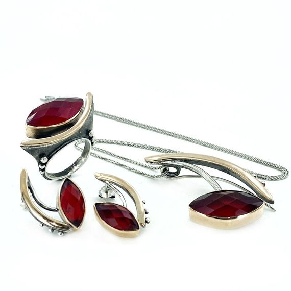 Hand Made Ra Eye Design Authentic 925 Silver Set Set - photo 2