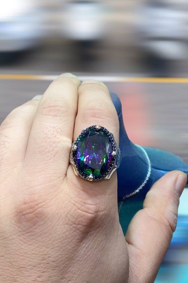 Master Work Mystic Topaz Stone Top Quality 925 Sterling Silver Men's Ring - photo 4