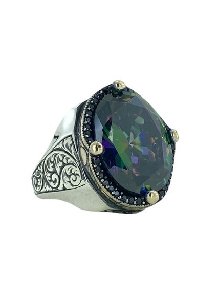 Master Work Mystic Topaz Stone Top Quality 925 Sterling Silver Men's Ring - photo 2